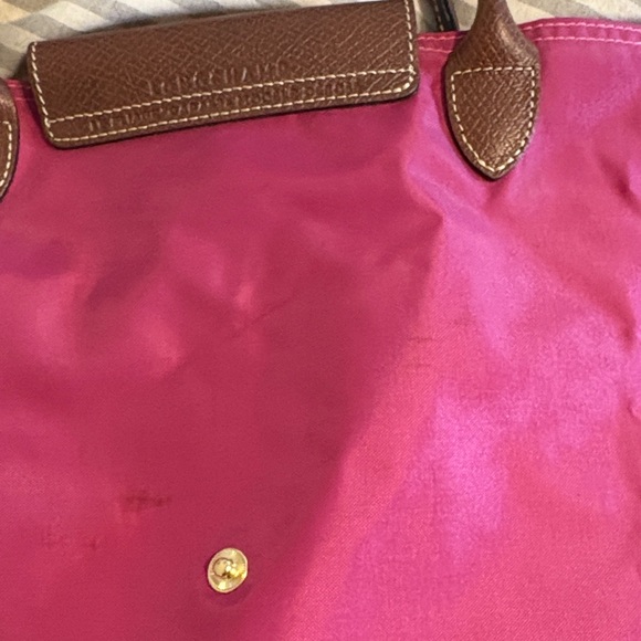 Longchamp Fuchsia Tote with Brown Handles - Picture 2 of 5